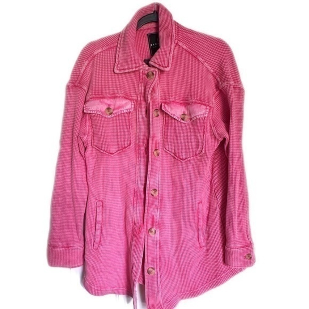 Hot pink ribbed shirt jacket - Picture 1 of 6
